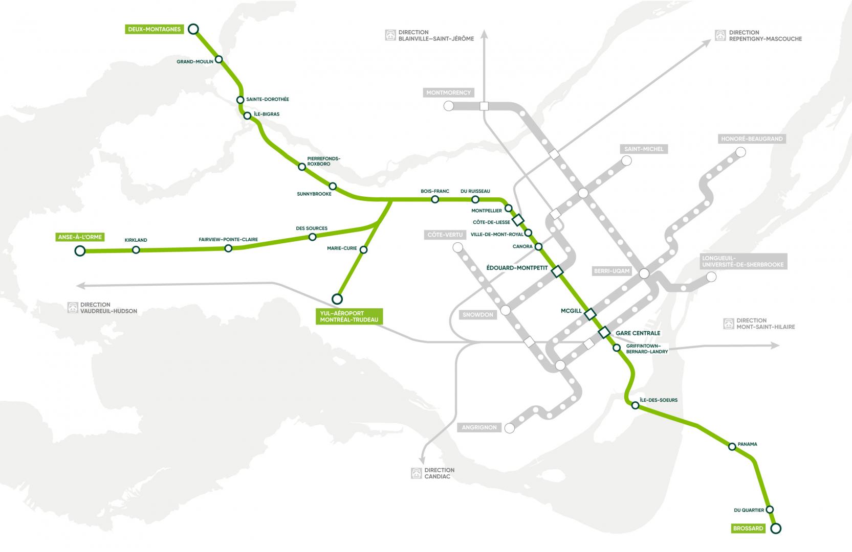 Carte du trajet du REM Carte du trajet du REM