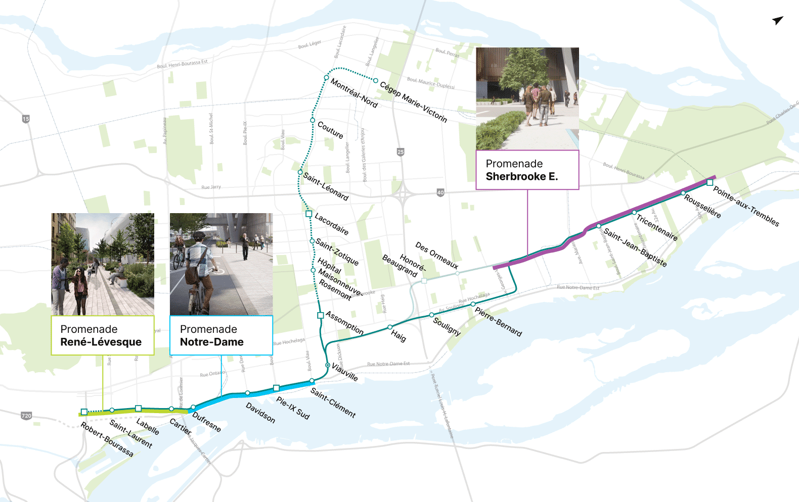 Carte de la promenade REM de l'Est Carte de la promenade REM de l'Est