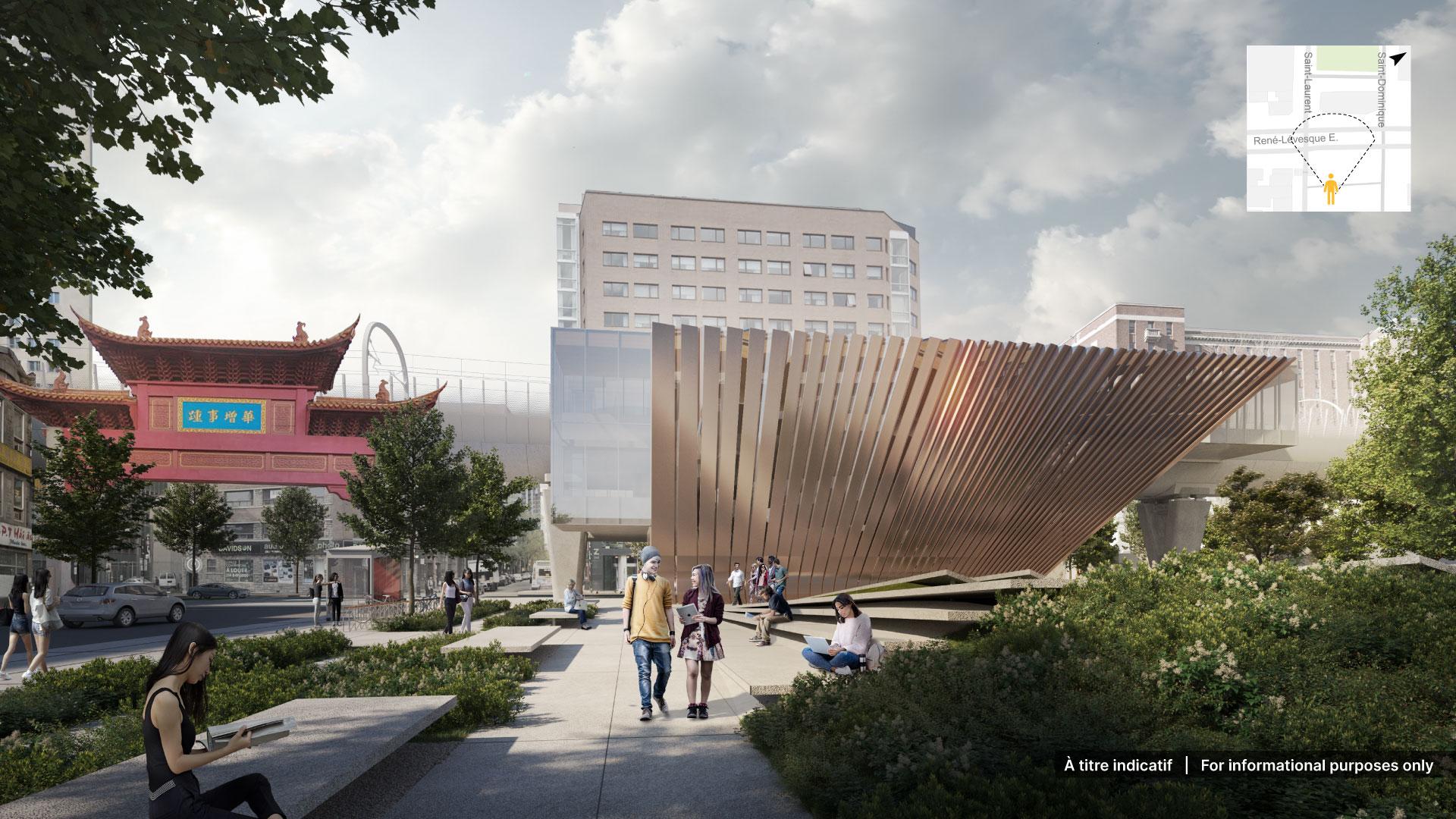 Rendu préliminaire pour la station Saint-Laurent du REM de l'Est Rendu préliminaire pour la station Saint-Laurent du REM de l'Est